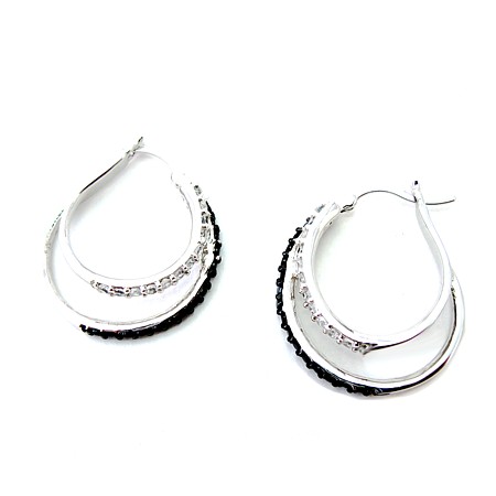 Black and White Cubic Zirconia Double Hoops